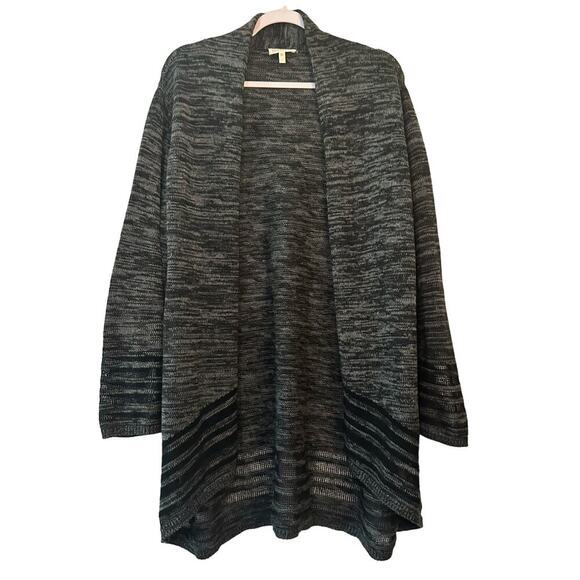 Eileen Fisher Lg Organic Cotton Open Front Cardigan Sweater minimalist lagenlook - Picture 1 of 6